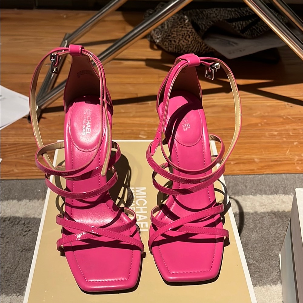 Michael Kors Pink Stiletto Heels with Strappy Design